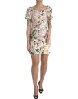 Dolce & Gabbana Pink Lily Viscose Sheath Stretch Mini Dress