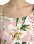 Dolce & Gabbana Pink Lily Viscose Sheath Stretch Mini Dress