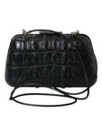Balenciaga Black Exotic Skin Leather Shoulder Crossbody Box Clutch Bag