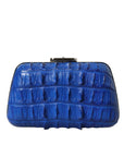 Balenciaga Blue Exotic Skin Leather Shoulder Crossbody Box Clutch Bag