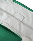 Prada Green Jersey Fabric Logo Shoulder Shopping Tote Shopping Bag
