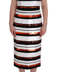 Dolce & Gabbana Multicolored Striped Sequined Stretch Dress