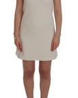 Dolce & Gabbana White Wool Stretch Brooch Shift Dress