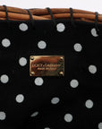 Dolce & Gabbana Beige Straw Snakeskin Pom Pom Crystal AGNESE Bag