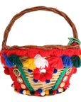 Dolce & Gabbana Multicolor AGNESE Straw Crystal Pom Pom Bag
