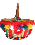 Dolce & Gabbana Multicolor AGNESE Straw Crystal Pom Pom Bag