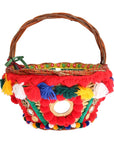 Dolce & Gabbana Multicolor AGNESE Straw Crystal Pom Pom Bag