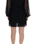 Dolce & Gabbana Black Lace Red Heart Shift Dress