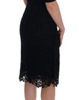 Dolce & Gabbana Black Floral Ricamo Sheath Dress