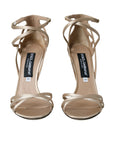 Dolce & Gabbana Beige Leather Strappy Heels Sandals Shoes