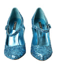 Dolce & Gabbana Blue Sequin Mary Jane Pumps High Heels Shoes