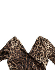 Dolce & Gabbana Brown Leopard Print Bodycon V-neck Midi Dress