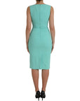 Dolce & Gabbana Green Viscose Sleeveless Bodycon Midi Dress