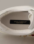Dolce & Gabbana White Leather Gold Red Heart Sneakers Shoes