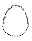 Dolce & Gabbana Gold Tone Brass Black Printed Beaded Long Chain Necklace