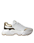 Dolce & Gabbana White Gold DAYMASTER Leather Sneakers Shoes