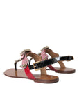 Dolce & Gabbana Multicolor Crystal Sandals Flip Flops Shoes