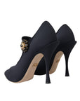 Dolce & Gabbana Black Mary Jane Jersey Crystal Pumps Shoes