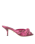 Dolce & Gabbana Pink Exotic Leather Kitten Heels Slides Shoes