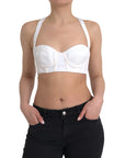Versace White Viscose Bustier Sleeveless Cropped Top