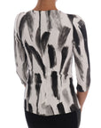 Dolce & Gabbana White Black Striped Printed Blouse Top