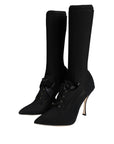 Dolce & Gabbana Black Stiletto Heels Mid Calf Boots Shoes