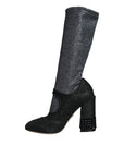 Dolce & Gabbana Black Crystal Mary Janes Booties Shoes