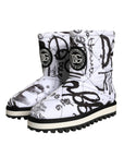 Dolce & Gabbana White Padded Logo Print Mid Calf Boots Shoes