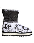 Dolce & Gabbana White Padded Logo Print Mid Calf Boots Shoes