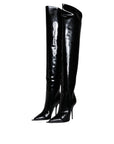 Dolce & Gabbana Black Patent Leather Knee High Boots Shoes