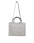 Versace White Top Handle Canvas Leather Logo Crossbody Tote Bag