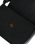 Versace Black Grainy Calf Leather Logo Crossbody Shoulder Bag