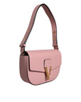 Versace Pink Grainy Calf Leather Logo Crossbody Shoulder Bag
