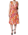 Dolce & Gabbana Multicolor Floral Sleeveless V-neck Midi Dress