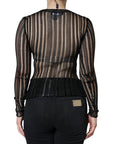 Dolce & Gabbana Black Stripe See Through Long Sleeves Top