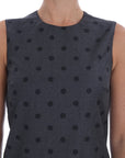 Dolce & Gabbana Gray Polka Dotted Sheath Wool Dress