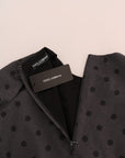 Dolce & Gabbana Gray Polka Dotted Sheath Wool Dress