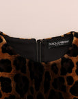 Dolce & Gabbana Brown Leopard Print Silk Sheath Dress