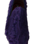 Dolce & Gabbana Purple Sheep Fur Leather Loafers