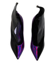 Dolce & Gabbana Purple Black Pointed Ankle Boots Shoes