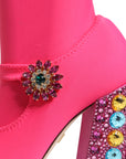 Dolce & Gabbana Pink Nylon Crystal Vally High Boots Shoes