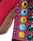 Dolce & Gabbana Pink Nylon Crystal Vally High Boots Shoes