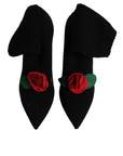 Dolce & Gabbana Black Stiletto Heels Mid Calf Boots Shoes