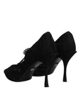 Dolce & Gabbana Black Lace Crystals Mary Jane Pumps Shoes