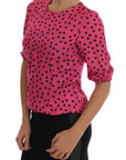Dolce & Gabbana Pink Polka Dotted Silk Blouse