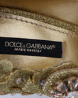 Dolce & Gabbana Gold Floral Crystal Mary Janes Pumps