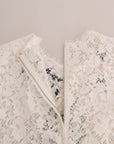 Dolce & Gabbana White Crystal Embellished Lace Blouse