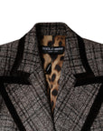 Dolce & Gabbana Brown Plaid Long Sleeve Cropped Coat Jacket