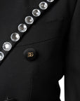 Dolce & Gabbana Black Crystal Double Breasted Blazer Jacket