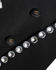Dolce & Gabbana Black Crystal Double Breasted Blazer Jacket